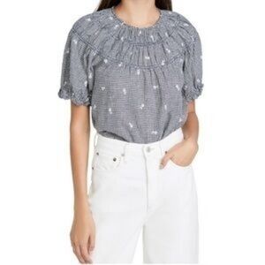 🌟 Madewell Blue and White Gingham Blouse